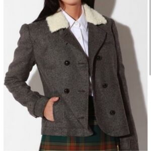 NWT Urban Outfitters BDG Fleece Collar Coat in Gray size Small